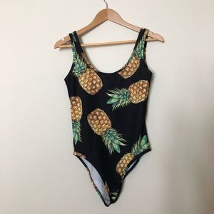 Forever 21 pineapple one piece swimsuit black